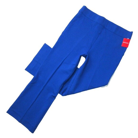NWT SPANX 20386Q Perfect Kick Flare in Cerulean Blue Knit Ponte Crop Pants LP - Picture 1 of 6